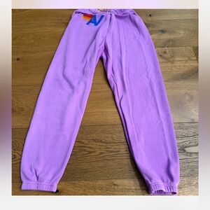 🔥Aviator nation neon purple new small joggers sweatpants logo-